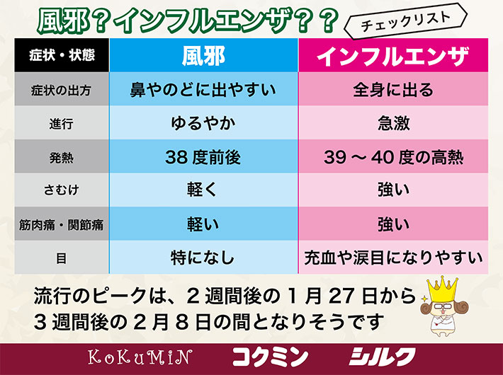 風邪？インフルエンザ？チェックリスト